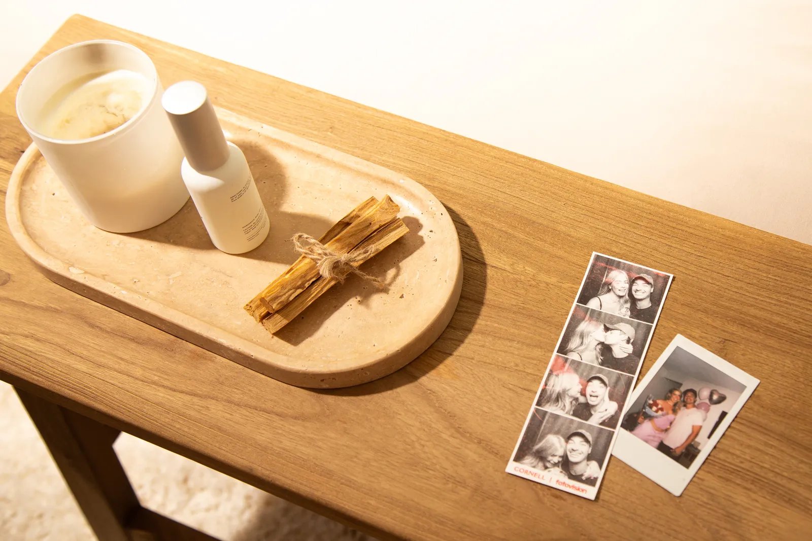 Image may contain Wood Plywood Furniture Table Baby Person Hardwood Face Head and Adult