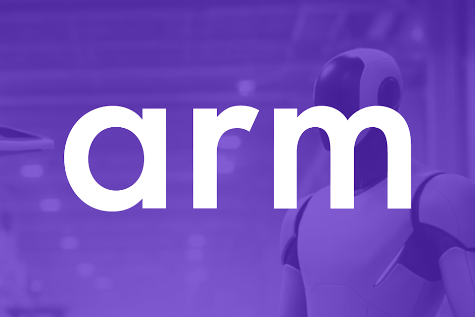 Arm logo on purple background.