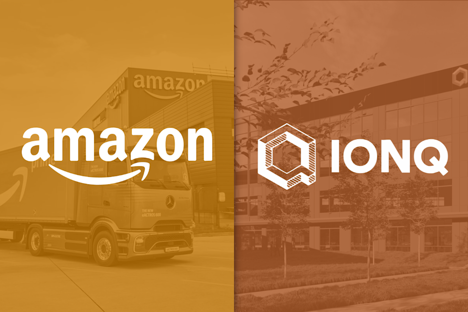 Amazon and IonQ logos side by side.
