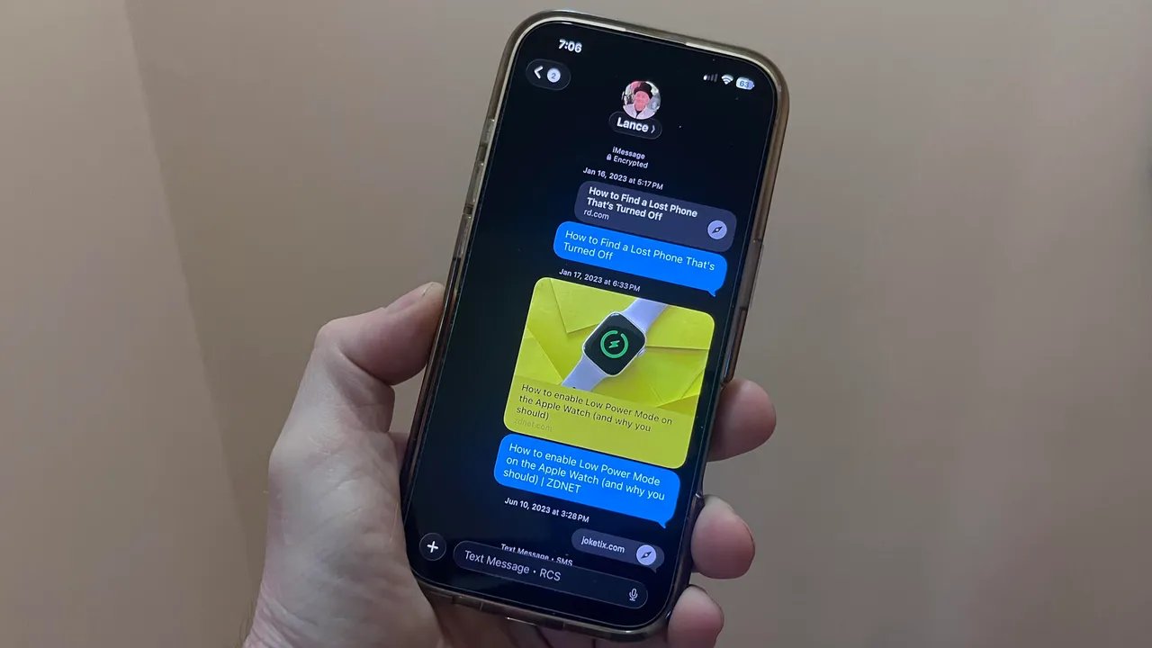 Encrypted RCS text messaging on an iPhone