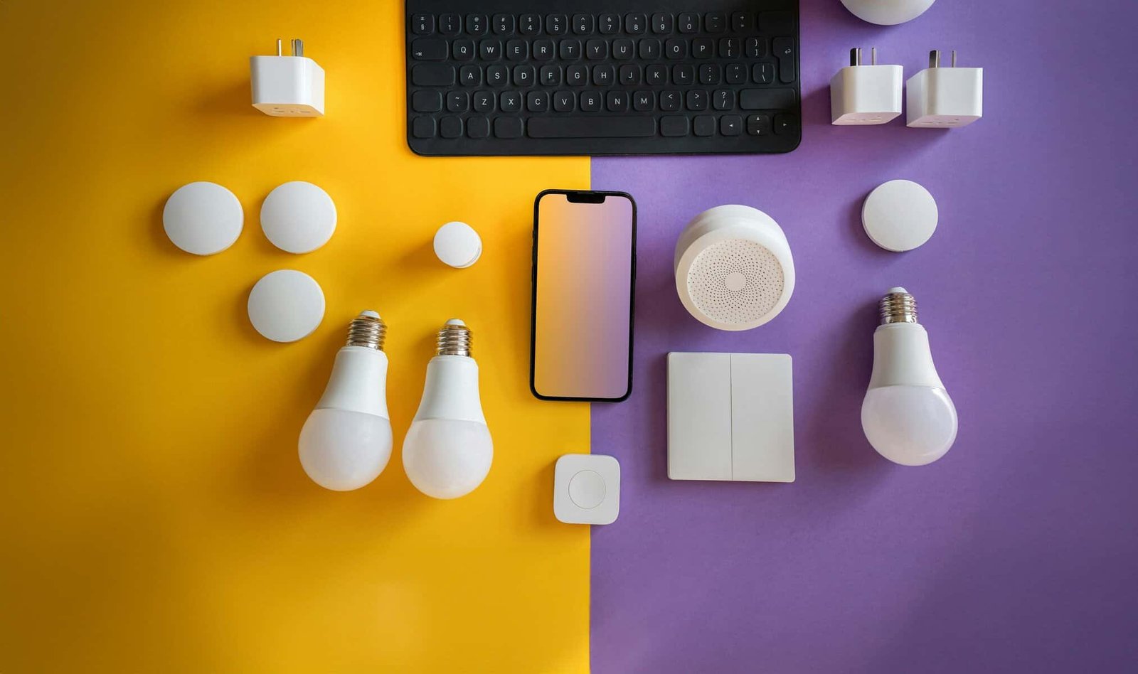 Depiction of smart home devices powered by a phone.