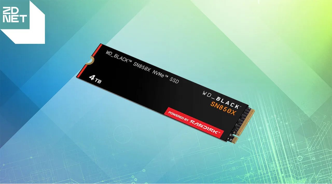 A WD Black SN850X SSD on a green background